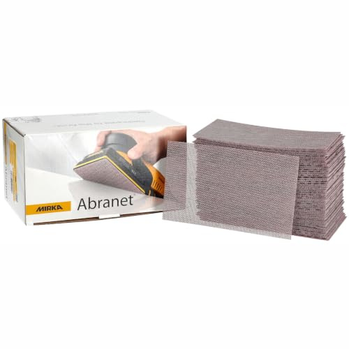 Mirka Abranet abrasive sheets 81x133 mm grit P240 50 pcs Hook & loop | Dust-free Abranet net sanding strips for versatile use on wood walls metal aluminium stainless steel filler varnish plastic