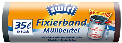 Swirl Fixierband-Müllbeutel 35 Liter, blickdicht, grau - 35L - 2x