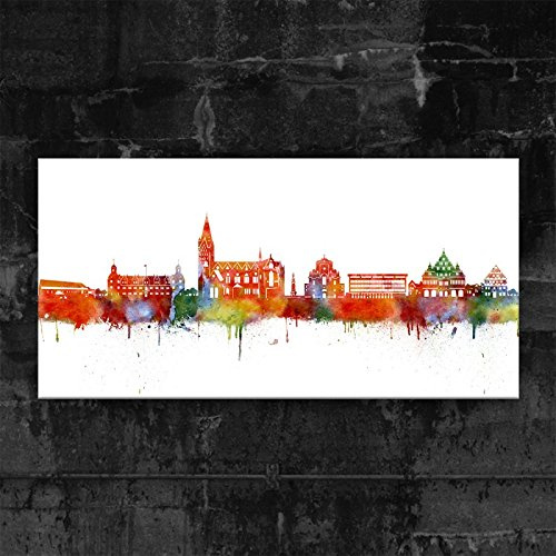 Kunstbruder Paderborn Skyline - Light (div. Grössen) - Kunst Druck auf Leinwand 40x80cm