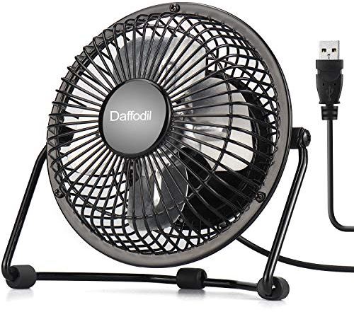 Daffodil UFN100 - Ventilateur USB de Table Bureau en Métal Air Froid - Ventilateur Silencieux Portable avec Pied de Silicones Angle Réglable 14cm de diamètre - USB 5V Alimenté par PC/Batterie Externe