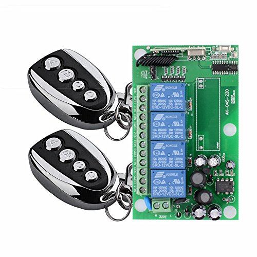Lejin Mando a distancia 433 MHZ, CA 220 V, 4 canales, código de aprendizaje, interruptor 220 V, mando a distancia, luz, motor, cabrestante