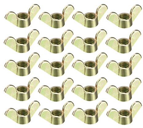Sourcing map M8 Lot de 20 écrous à aile plaquées zinc pour les pièces de fixation pour ouragan Vis cymbales papillon Écrou Bronze