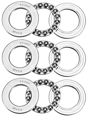 sourcing map 3 Stück 51105 Axialkugellager 25mm x 42mm x 11mm Chromstahl ABEC3 Einreihige Walze