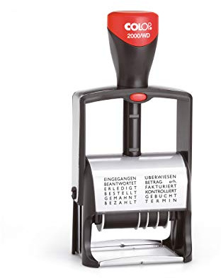 COLOP 106990 Wortband-Stempel 2000/WD im Blister Datum Deutsch Kissen schwarz