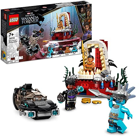 LEGO 76213 Marvel La Salle du Trône du Roi Namor: Jouet sur Le Film Black Panther, pour Garçons et Filles Dès 4 Ans, Figurines de Super-Héros, Wakanda Forever, Cadeau Enfants