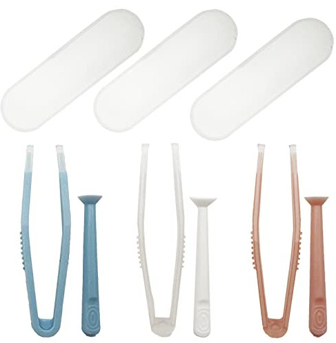 3 Packs Contact Lens Applicator Contact Lens Remover Tools and Contact Lens Tweezers Contact Lens Suction Stick Handler with Storage Case, Pink, Blue, White