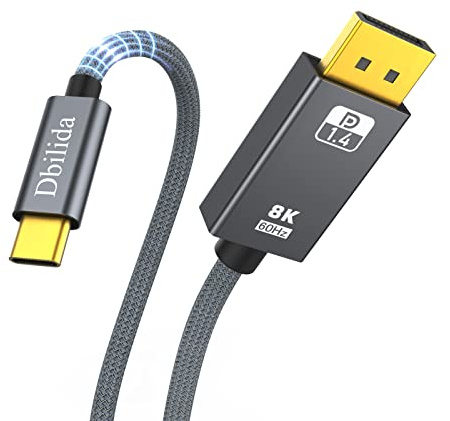 Dbilida USB C Displayport Kabel 1.4 3M, VESA zertifiziert USB C DP 1.4 Kabel 32,4Gbps, 8K@60Hz, 4K@240Hz 165Hz, 2K@240Hz, Kompatibel Thunderbolt 4 3 DP Kabel Für iPhone 15 Serie, MacBook Pro, etc