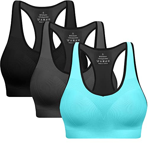 Racerback Sports Bras for Women with Pads - High Impact Athletic Tank Tops for Yoga and Workout Brassieres Bra