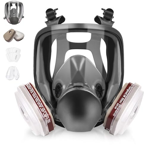 6800 Vollgesichts-Atemschutzmaske - Wiederverwendbare Atemschutzmaske, Gasmaske mit 6001CN Aktivkohle-Luftfilter, geeignet für Lackieren, Staub, Epoxidharz, Chemikalien, organisches Gas, Schweißen