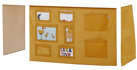Hoppekids Creator Autumn Yellow Halbhochbettvorhang (70x160cm) inkl. Draht-Set und Haken Für Kinderzimmer