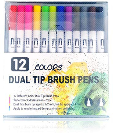 Samnuerly Aquarellstift 120 Art Marker Stifte Filzmaler Kalligrafie Schule Künstlerbedarf Fineliner Farbstifte Aquarellmarker Dual Tip Brush Pen 48ct Farben (100 weiße Farben) (12 weiße Farben)
