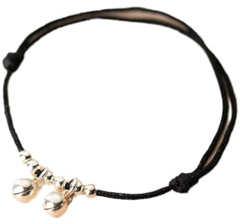 BEDT 925 Sterling Silber Perlen Glocke Schwarz/rot Seil Kette Verstellbares Armband Fußkettchen Für Frauen Hochzeitsschmuck