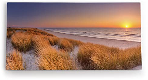 Paul Sinus Wandbild 120x60cm Ostsee Horizont Sandstrand Strand Meer roter Himmel
