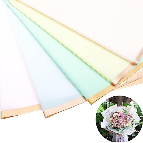 Spldsun 20 Stück Geschenkpapier für Blumen, Verpackungspapier, 58x58 cm, Durchscheinende, Wasserfeste, DIY-Verpackung für Hochzeit, Party, Florist, Geburtstag (5 Farben)