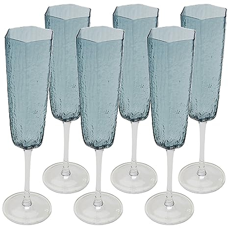Kare Design Flûtes à Champagne Cascata Bleues Set de 6