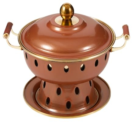 VIDECOR Einzelne Person, Kleiner Kupfertopf, Alter Pekinger Kleiner Dicker Kuh-Hot Pot, Chinesischer Traditioneller Cloisonné-Hot Pot, Kommerzieller Alkoholanteil, Roter Kupfer-Hot Pot,G