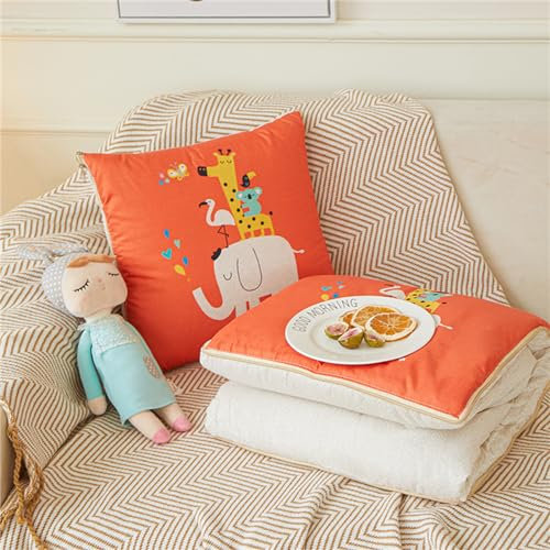 Hixingo Reisedecke und Kissen 2 in 1, Reisedecke mit Kissen Set Multifunktionale Reise Decke und Kissen 2 in 1 Weichem Flugzeug Verwandlungskissen für Urlaub, Camping (Zoo,40x40CM)