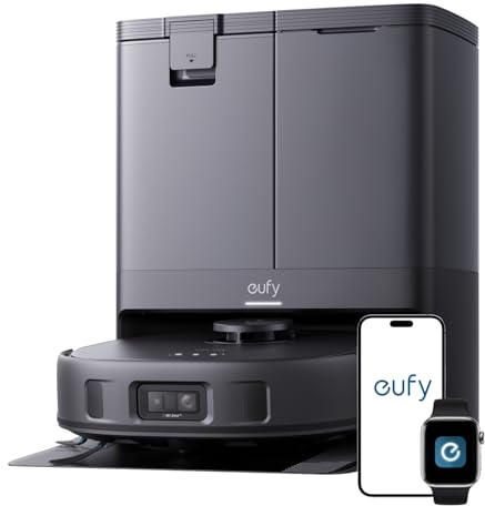 eufy X10 Pro Omni Robot Vacuum and Mop Combo, 8,000 Pa, Dual Mops with 12 mm Auto-Lift and Carpet Detection, AI Obstacle Avoidance, Auto Mop Washing&Drying, Self-Emptying, Self-Refilling