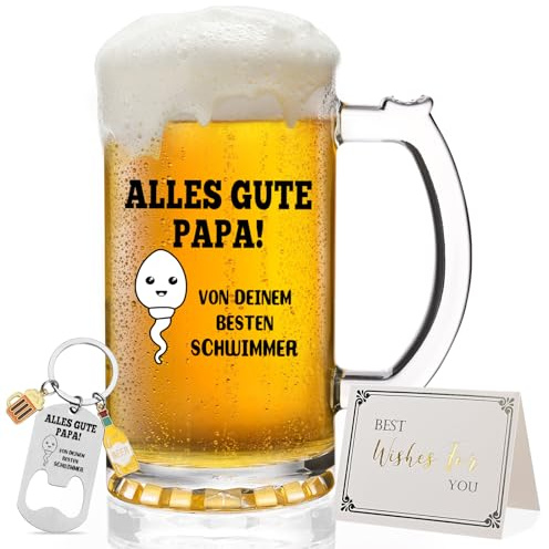 Joymaking Verre à bière pour papa - Cadeau de fête des pères des enfants, meilleur cadeau pour la fête des pères, un anniversaire, Noël - Chope à bière 0,5 l
