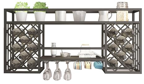 Weinregal Wand Metall Flaschenregal Schmal Bar Regal Wand mit Weinglashalter Couchbar Wine Rack Barschrank Minibar Vitrine Hängend Weinschrank Weinflaschenhalter Getränkeregal Küchenregal ( Color : Ne
