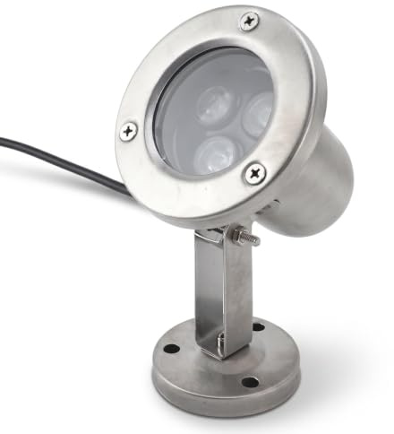 Fabater Unterwasser-Teichleuchten, Brunnenlicht, LED-Strahler, Edelstahl-Landschaftsleuchten für Brunnen, Pools, Tauchbecken, IP68 Wasserdicht (reines Weiß)