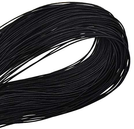 Hilo Elástico Negro para Pulseras y Joyeria, Hilo de Abalorios Redondo para Fabricación de Collares Cuerda Elástica de Perlas Alambre Cuerda Negra de Goma para Manualidades y DIY