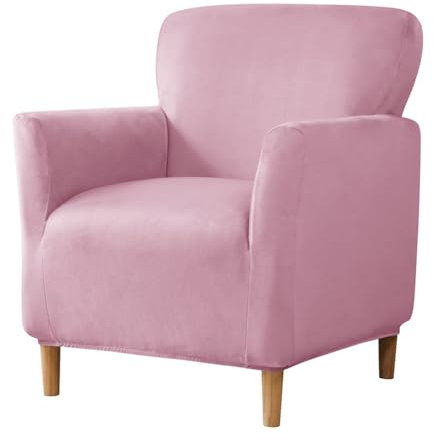 Mateju Sesselbezug Stretch Sofa Überzug Druckt Sesselhusse mit Armlehne, Samtstoff Sessel Bezug Sesselbezüge Abnehmbar und Waschbar Antirutsch Hussen Für Sessel (Rosa)