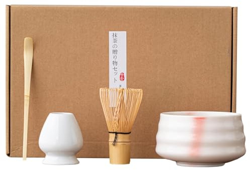 Raxove Ensemble fouet et cuillère à matcha, kit matcha en céramique - Service à thé authentique Matcha | Kit de Matcha professionnel robuste pour les amis de la famille, les collègues, les amateurs de