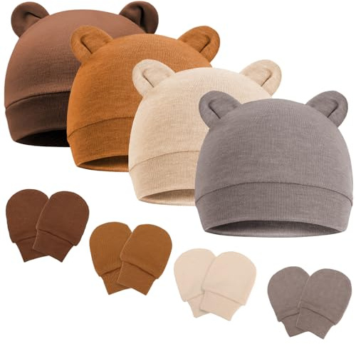 DRESHOW Bebé Gorro y Guantes para Bebé Recién Nacido Bebé Beanie Sombrero para Bebés Niños Gorros