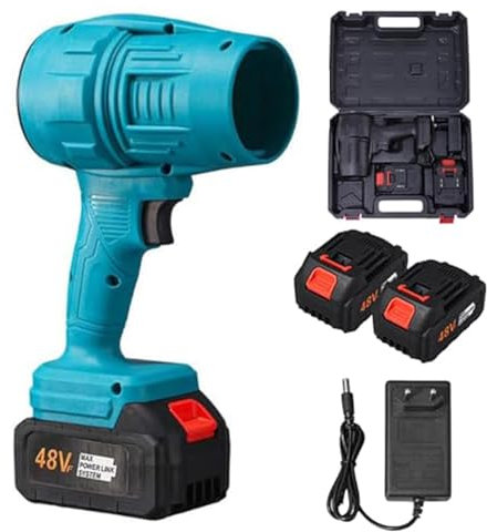 Souffleur à Jet Turbo, Souffleur à Air Super Puissant sans Fil, 190 000 TR/Min Souffleur à Feuilles Électrique sans Fil avec 2 Batteries, pour Le Nettoyage de la Voiture et du Jardin(Blue)