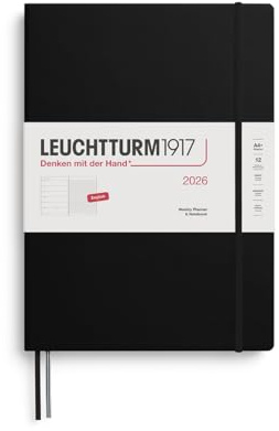 LEUCHTTURM1917 372640 veckokalender och anteckningsbok Master (A4+) 2026, svart, engelsk