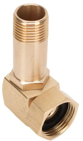 Aramox Garden Hose Swivel Adapter, Zinc Alloy, 1 Inch GHT Elbow Connector, Brass Colour, 2.54cm Inner Diameter