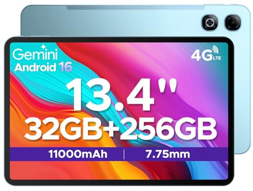 TAB G6 MAX Android 16 Tablets, 13.4 inch FHD+ Tablet, 11000mAh, 32GB RAM + 256GB ROM/2TB, 90Hz IPS Screen Android Tablets, Octa-core Gaming tablet, 5G Wifi/Widevine L1/Face ID/OTG, Blue