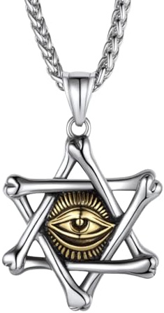 ZIAFRPN Mode Auge des Gottes Halskette Auge Sechszackiger Stern Anhänger Halskette für Männer Frauen Amulett Schmuck Geschenke