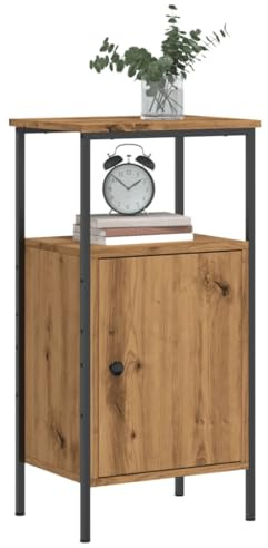 Ziaphsol Set di 2 comodini in legno di quercia Artisan, 41 x 31 x 80 cm, ideale per camera da letto e soggiorno, tavolino e console da notte