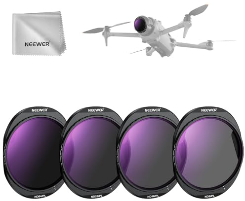 NEEWER Polarized ND Filter Set Compatible with DJI Mavic 4 Pro (4 Pack) | Screw On ND8/PL + ND16/PL + ND32/PL + ND64/PL, Multicoated HD Optical Glass, Neutral Density Drone Lens Filter, Magnetic Case
