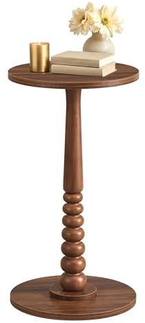 VASAGLE MARIEL Collection - Round Side Table, Small Drink End Table for Small Spaces, Accent Nightstand, Solid Wood Leg, Mid-Century Modern, for Living Room Bedroom, Chestnut Walnut LET293KX01