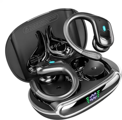 bergxperten drivebuds in-Ear sportkopfhörer Kabellose Ohrhörer mit LED-Display, 9D HiFi Stereo In-Ear Kopfhörer, wasserdichte Sport-Ohrhaken, Geräuschunterdrückende TWS Bluetooth Kopfhörer