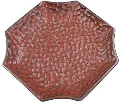 FZL02068LM Soucoupe Plateaux d'égouttage octogonaux for Plantes d'intérieur et d'extérieur, soucoupes en céramique for Fleurs, 6,4 Pouces Coupelle Pot de Fleur(Red)