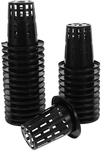 Sewroro 50 Paniers Hydroponiques en Maille, Pots de Pépinière en Plastique Noir Réutilisables, pour Fleurs et Légumes, Balcon, Lot de 50