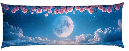 Cuscino Corpo Cuscino Gravidanza 160x50cm, Supporto Total Body Ergonomico, Copricuscini Allattamento e Maternità con Federa Velluto Lavabile, per Schiena, Pancia e Gamb, Decorativi (Luna Fiori) p-765