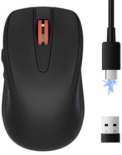 wegear WL500 Rechargeable Silent Wireless Mouse, Quiet Click, 2.4G USB Cordless Computer Mouse with 6 Buttons, Ambidextrous Grip, Adjustable DPI for Laptop, PC, Mac (Black)
