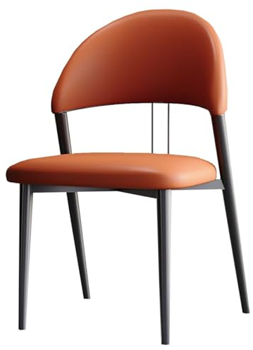 Klädda Matstolar Med Böjt Ryggstöd Läderklädd Accentstol För Restaurang Matstol Utan Armstöd Med Metallben Receptionsstolar För Vardagsrum(Orange)