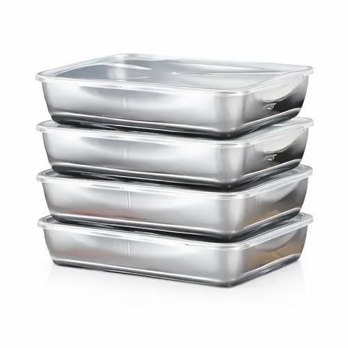 Storm Island Stainless Steel Food Storage Containers with Lids 4 Pack Meal Prep Boxes, 2100ml Leakproof Reusable Lunch Containers for Fridge, Freezer & Kitchen
