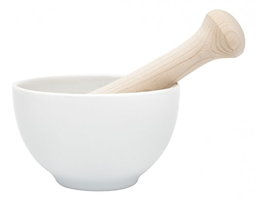 KAI Select japanischer Mörser mit Stößel aus Buche - Porzellanschale mit Abmessung 10,2 x 6,2 cm