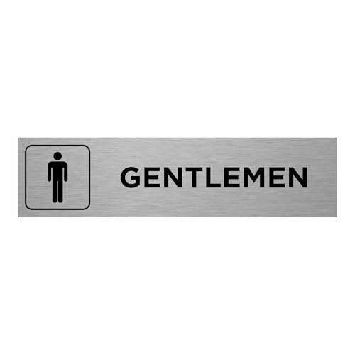 Slimline Aluminium Gentlemen Symbol Toilet Sign from ViroDisplay® – Brushed Silver 200 x 50mm – Durable Printed Surface – Self-Adhesive Fixing (1)