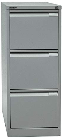 BISLEY Hängeregistraturschrank, einbahnig, DIN A4, 3 HR-Schubladen, Metall, 355 Silber, 62.2 x 41.3 x 101.6 cm