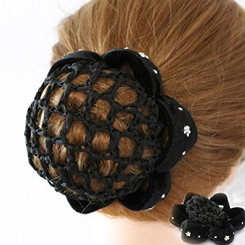 Accesorio para el pelo para mujer, 1 pieza de color negro, redecilla para cabello con lunares, para ballet y baile