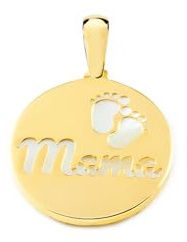 Monde Petit Colgante Oro Amarillo 18K Nacar Redondo Pies Mama Brillo - Certificado Garantía - 8470