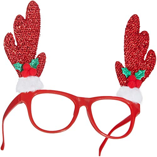 dressforfun 302773 - Spaßbrille Rentier mit Nikolausgeweih, mit Geweih und Misteln
